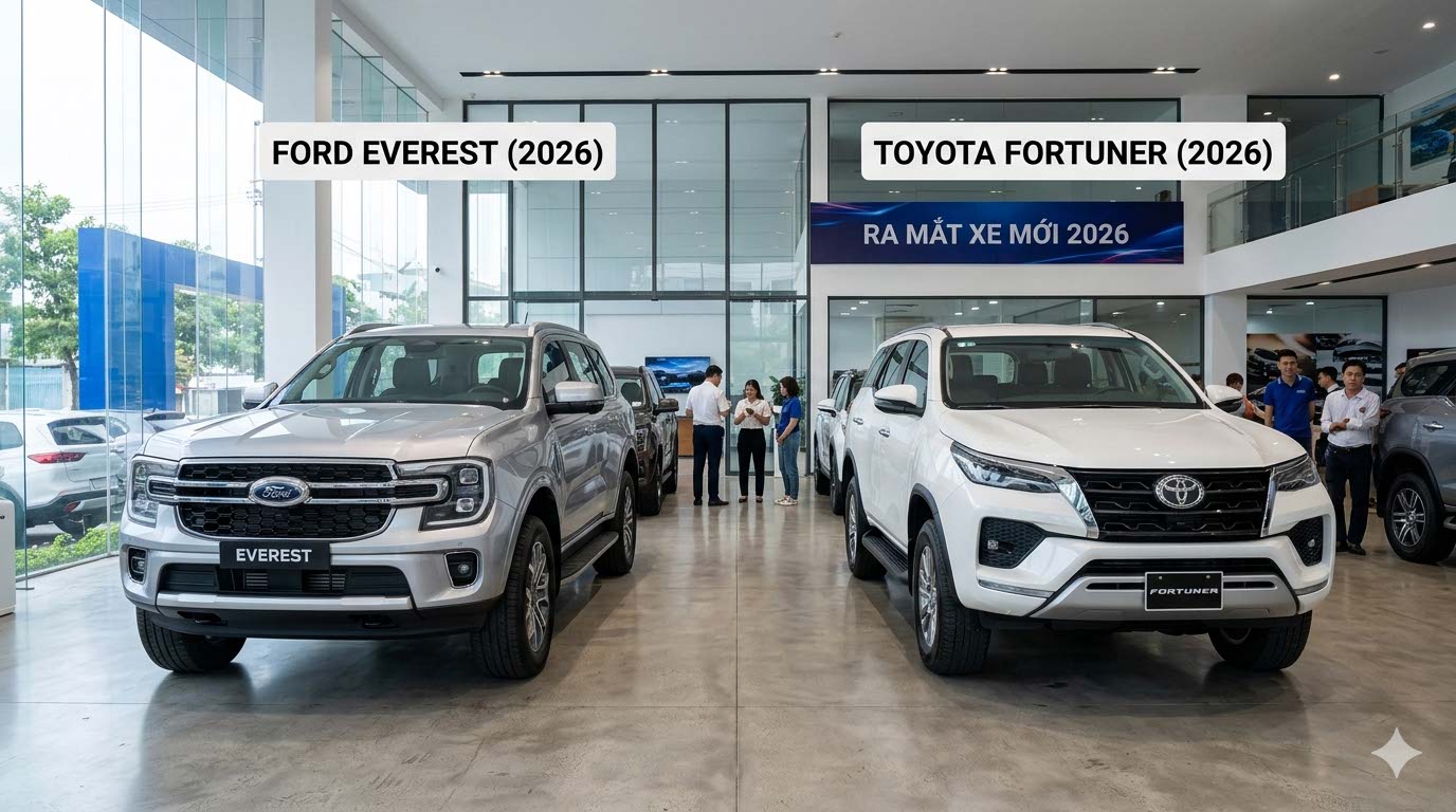 So sanh Ford Everest va Fortuner 2026 ngoai that thuc te tai Ha Noi