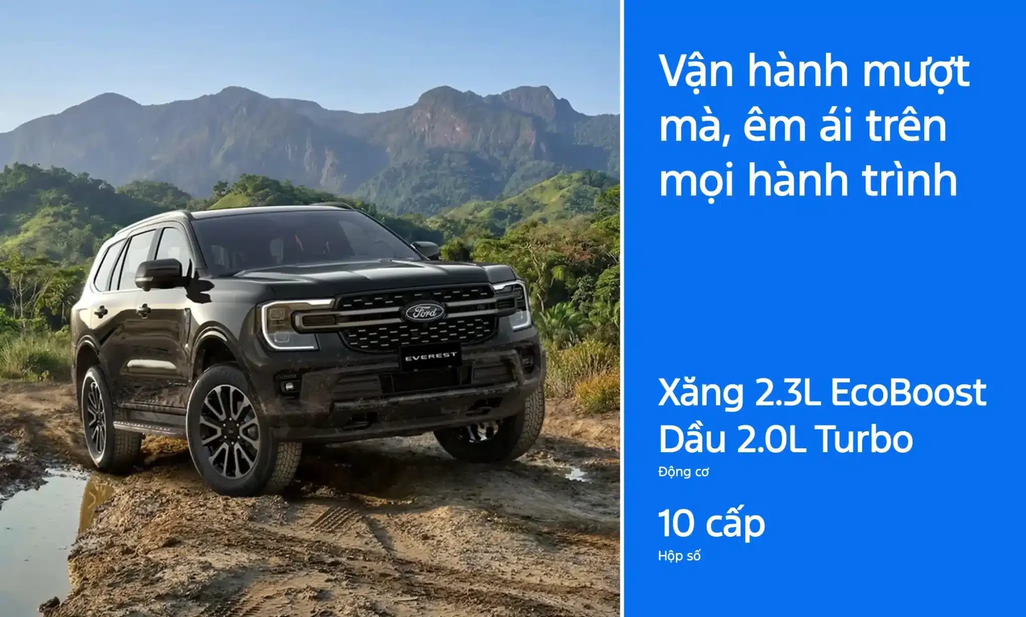 Ford Everest Thế Hệ Mới - Động Cơ Xăng 2.3L EcoBoost & Dầu 2.0L Turbo Mạnh Mẽ
